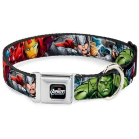 Seat Belt Buckle Collar – Marvel Avengers 4-Superhero – Wide Large 18-32″