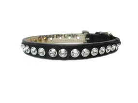 Shanti Leather Cat Collar with Single Row Crystals Close Together
