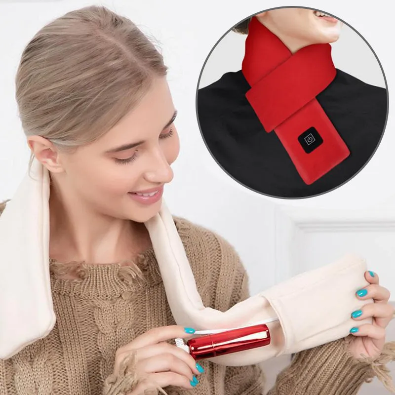 Sidiou Group New Winter Smart Electric Heated Neck Scarf For Unisex Outdoor Warm Battery Operated Rechargeable USB Heating Scarves