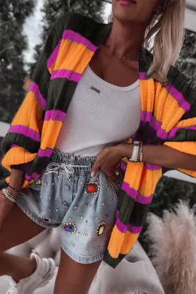 Slouchy Orange Striped Cardigan