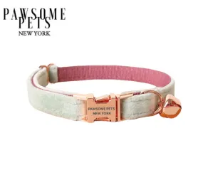SMALL SIZE DOG & CAT COLLAR - PEA GREEN WITH PINK