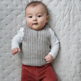 Soft Semi Hand Knitted Alpaca Rib Vest - Sand - 0m