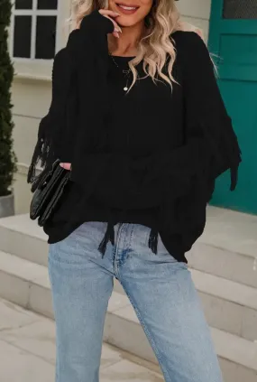 Solid Color Tassle Pullover