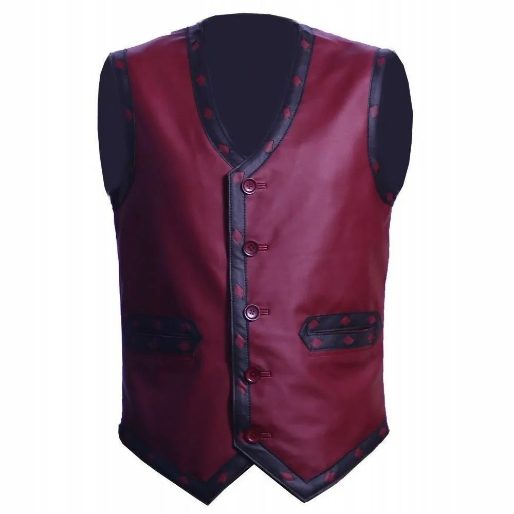 Spine Spark The Warriors Movie Stylish Rider Maroon Leather Vest