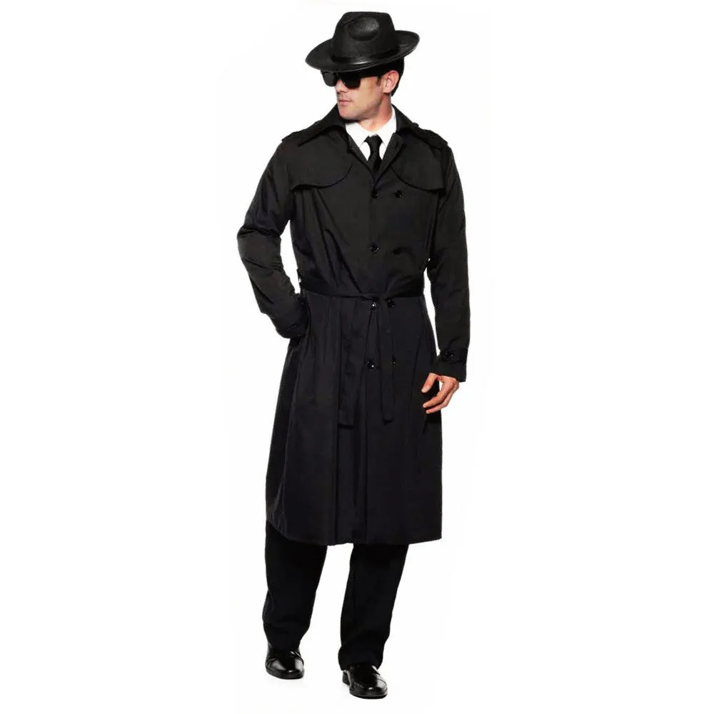 Spy Trench Coat Adult costume - Black O.S.