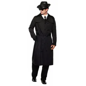 Spy Trench Coat Adult costume - Black O.S.