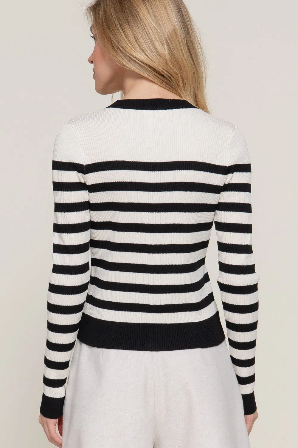 Stripe Crew Cardigan