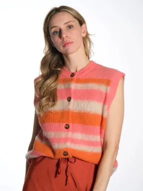 Striped Mohair Cardigan-Vest
