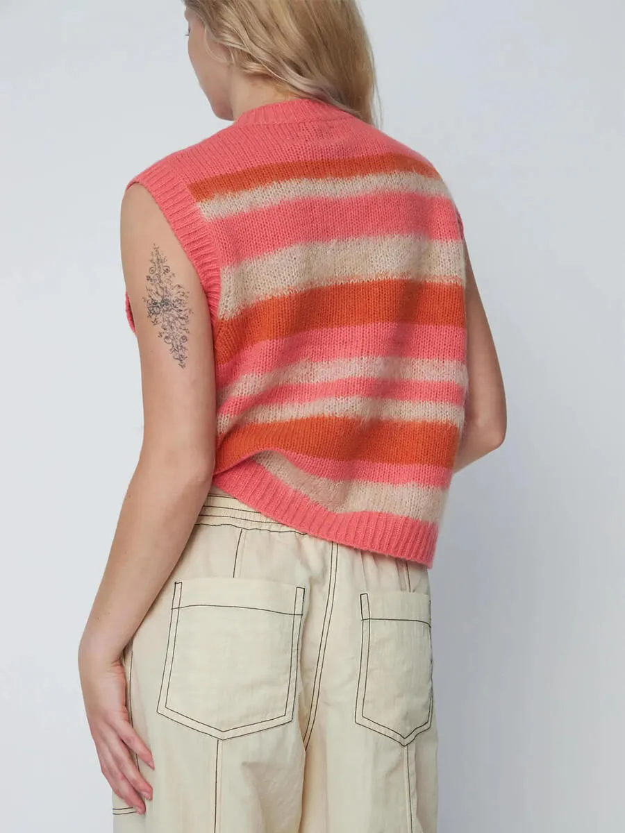 Striped Mohair Cardigan-Vest