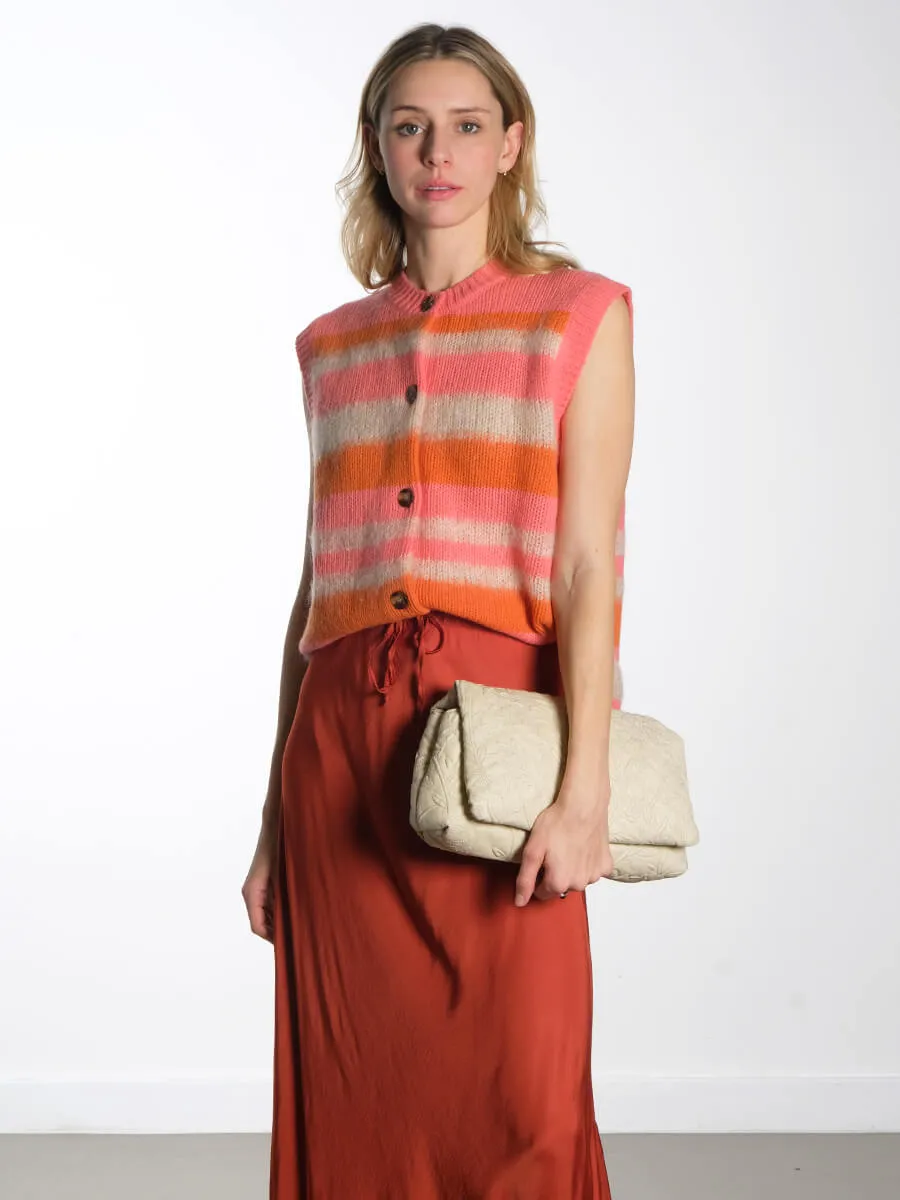 Striped Mohair Cardigan-Vest