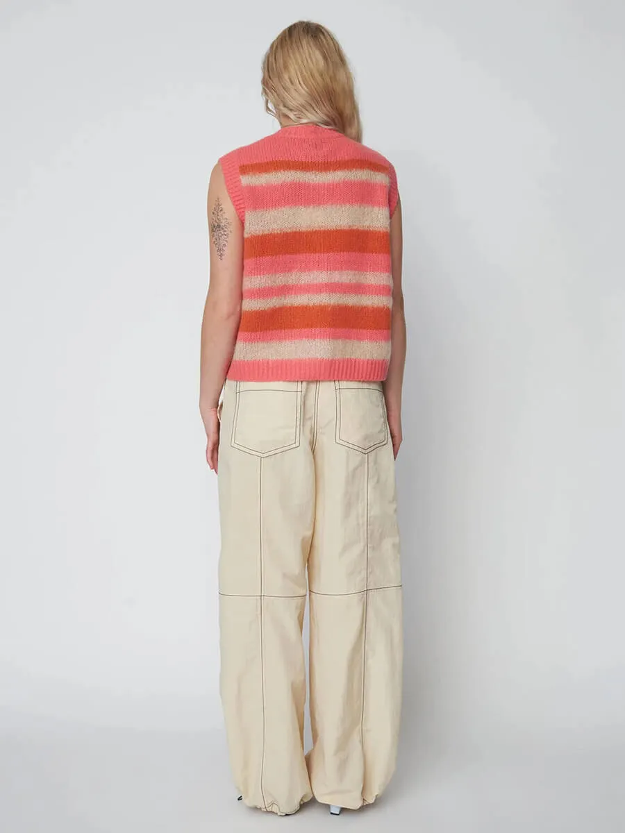 Striped Mohair Cardigan-Vest