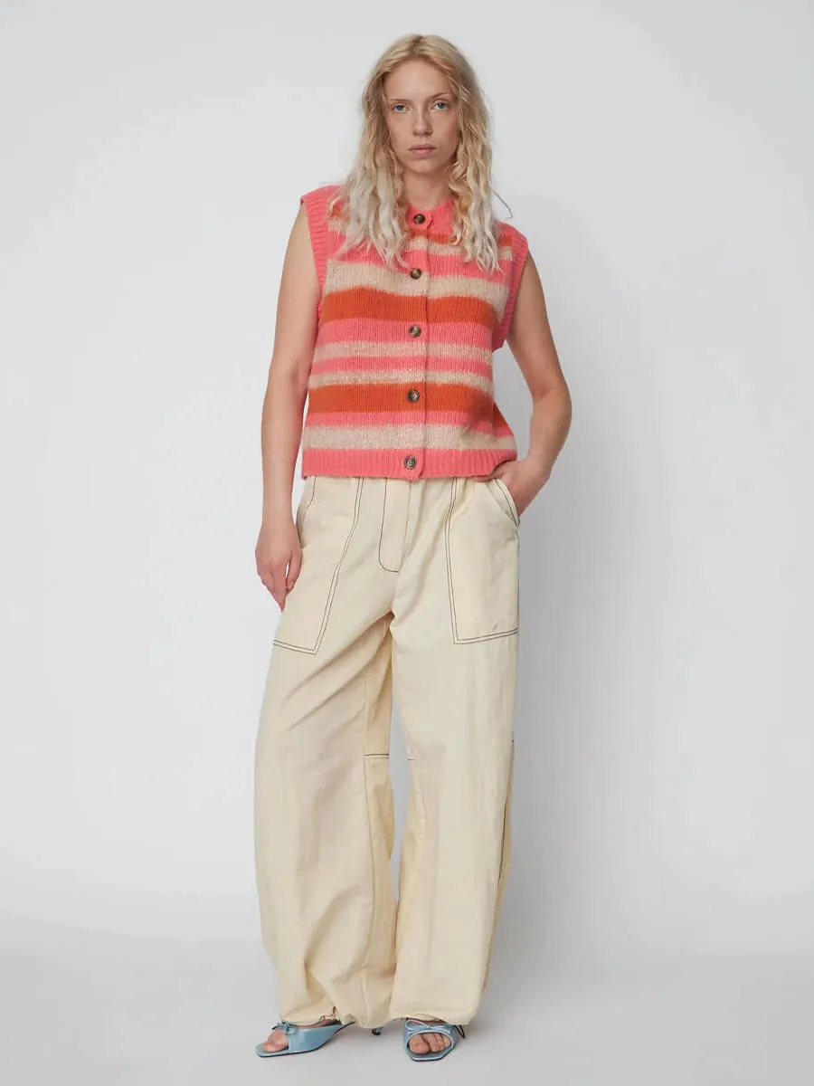 Striped Mohair Cardigan-Vest