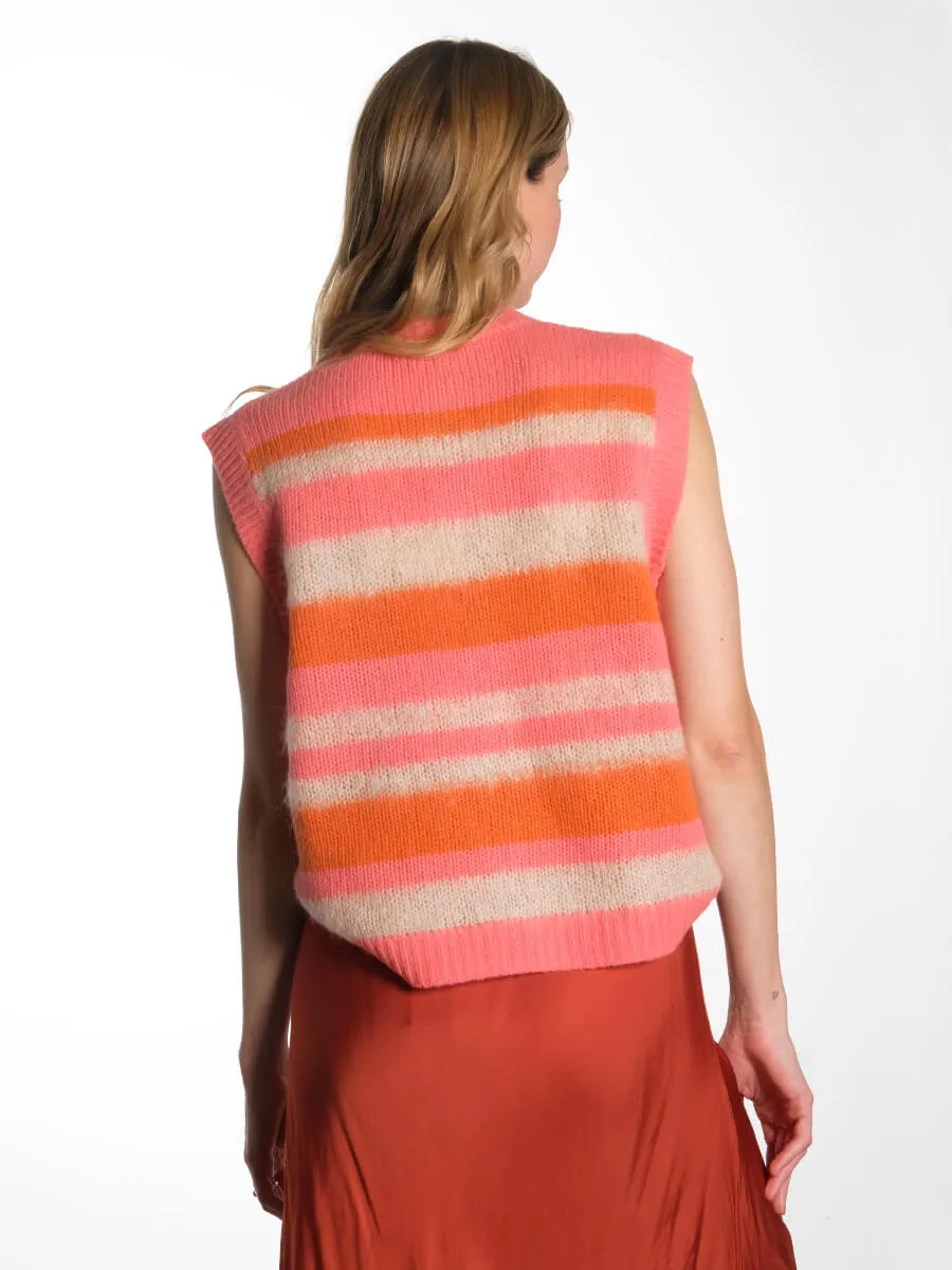 Striped Mohair Cardigan-Vest