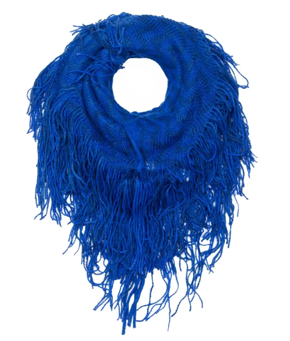 Stunning Winter Chevron Zig Zag Design Fringe Infinity Loop Scarf