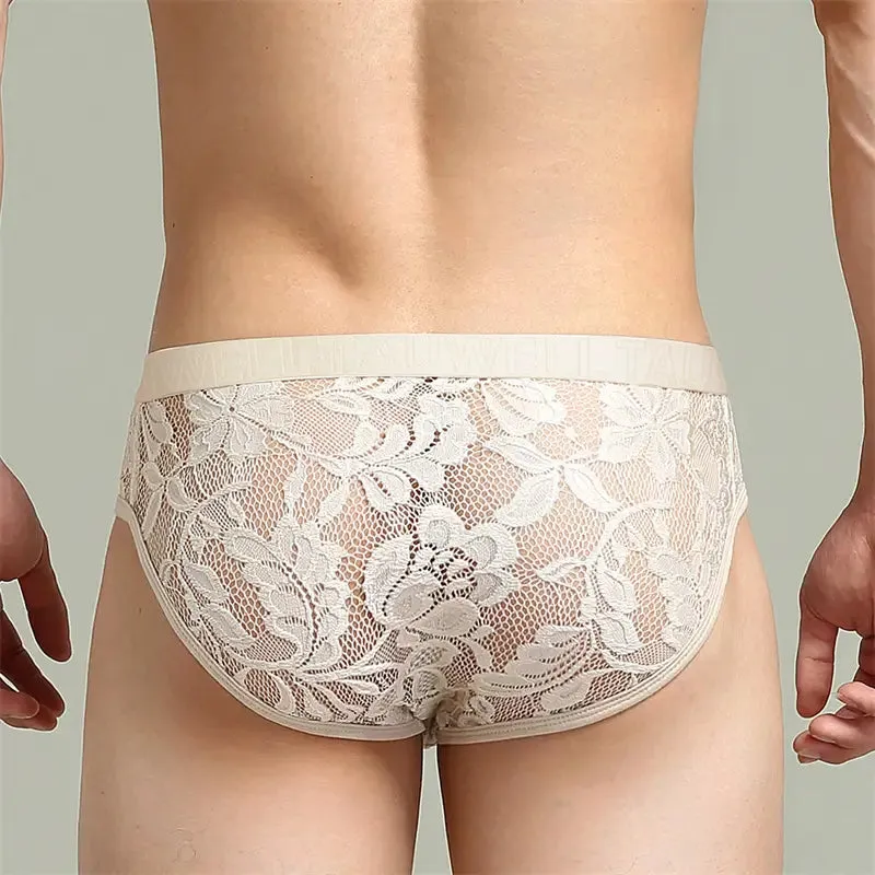 Tauwell Men's Lace Briefs - Low-Rise Mesh Underwear 23107