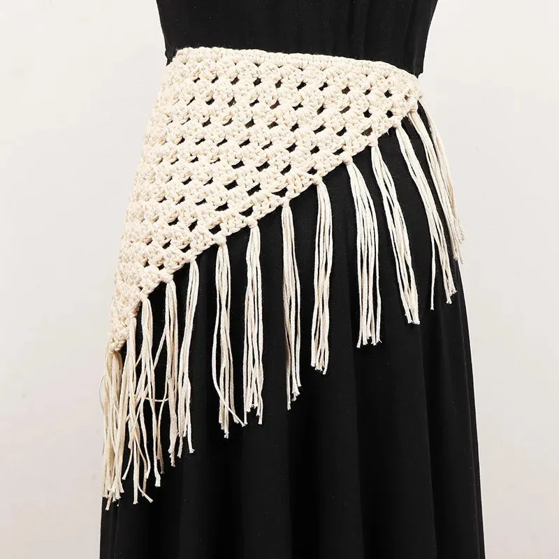 TEEK - Knitted Tassels Irregular Long Belt