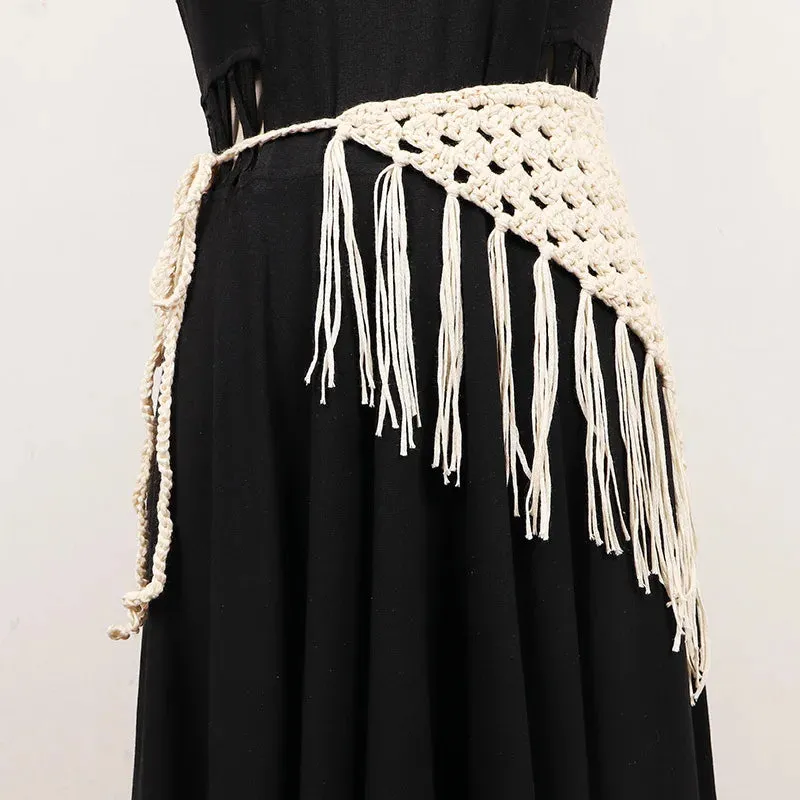 TEEK - Knitted Tassels Irregular Long Belt