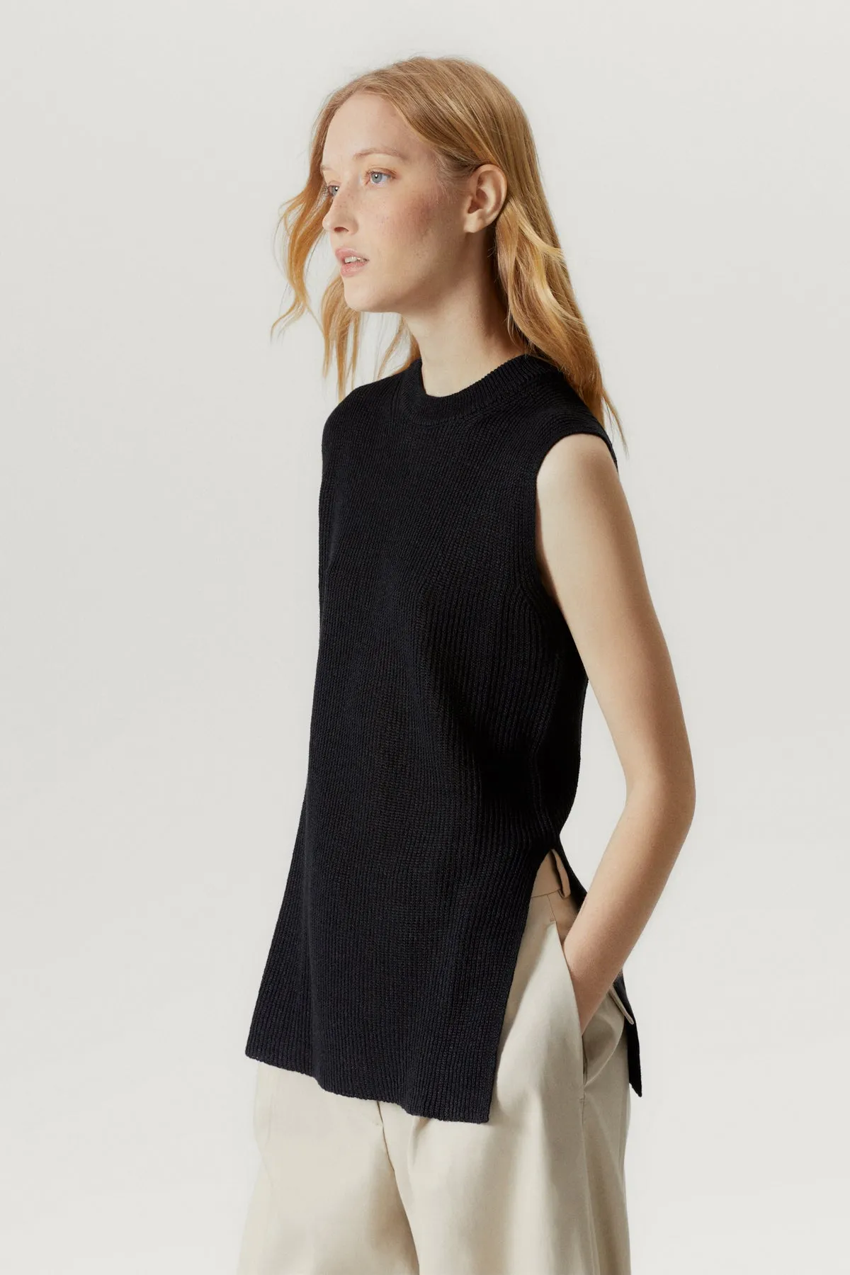 The Linen Cotton Ribbed Vest