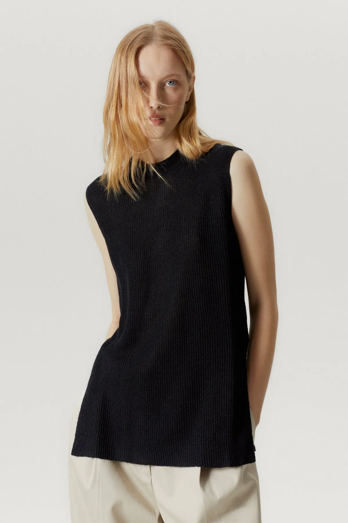 The Linen Cotton Ribbed Vest