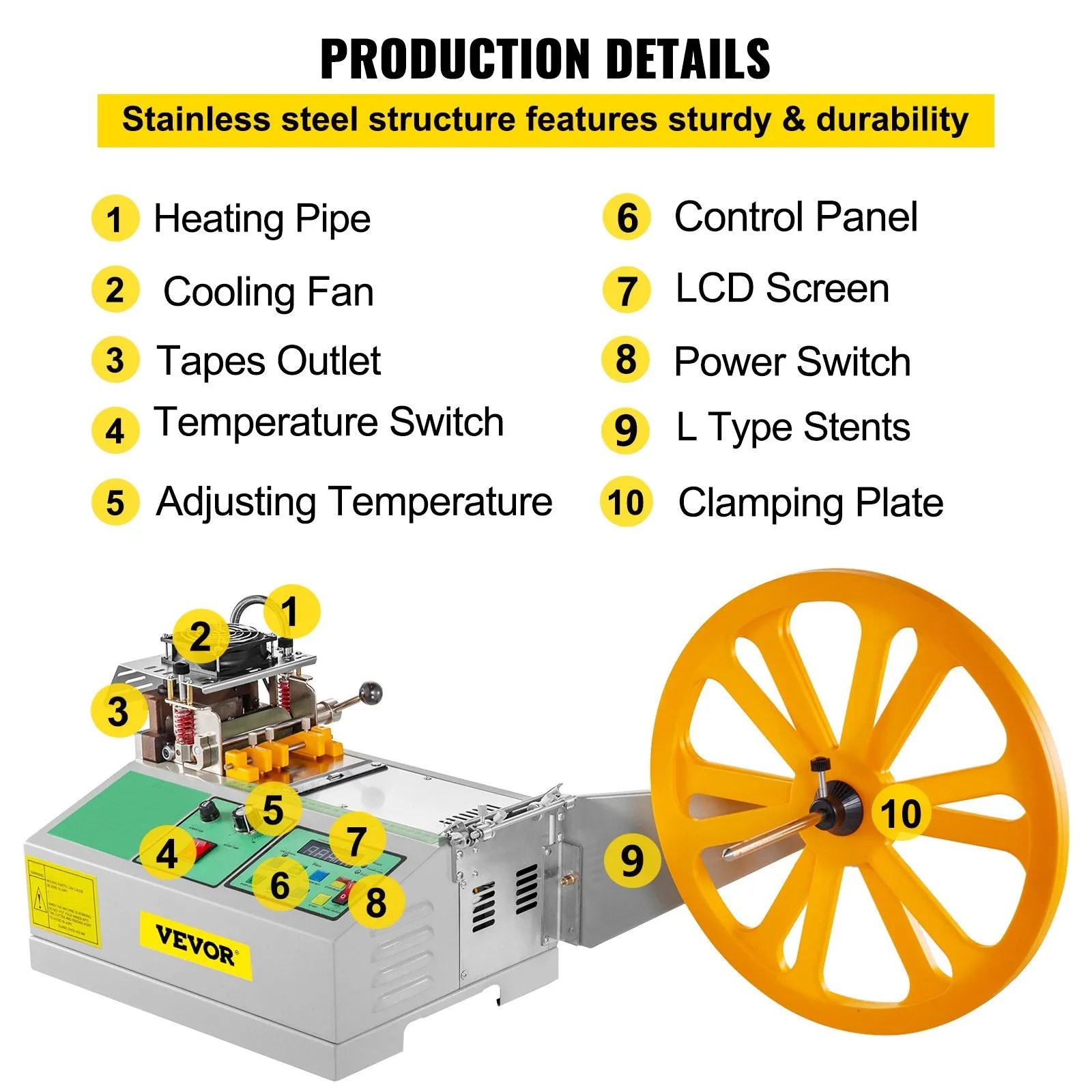 Vevor Automatic Hot and Cold Tape Cutting Machine 440W 680°F Precise Digital Strip Cutter for Nylon & Plastic New