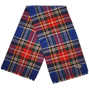 Vintage 1970s Blue Tartan Wool Scarf Unused Sample Unisex Plaid Pattern