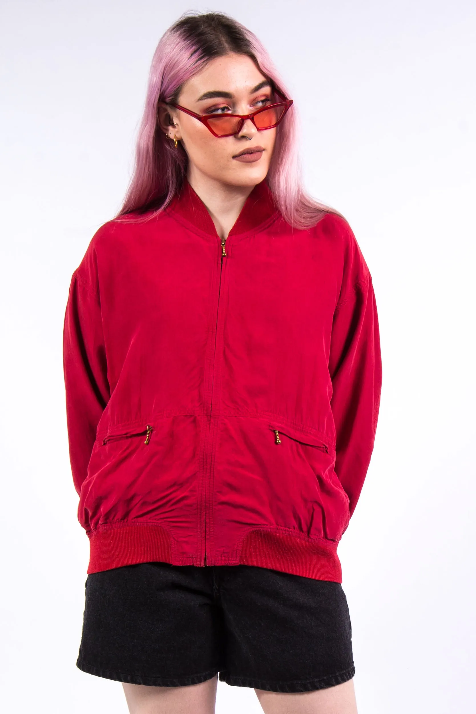 Vintage 90's Red Zip Bomber Jacket