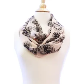 Vintage Clock Pink Wide Silk Blend Lightweight Infinity Scarf