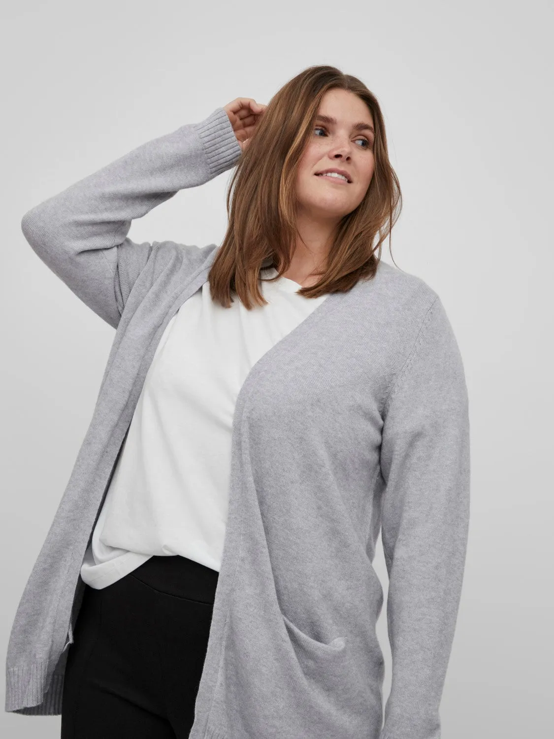 Viril Open Knit Cardigan (Light Grey Melange)