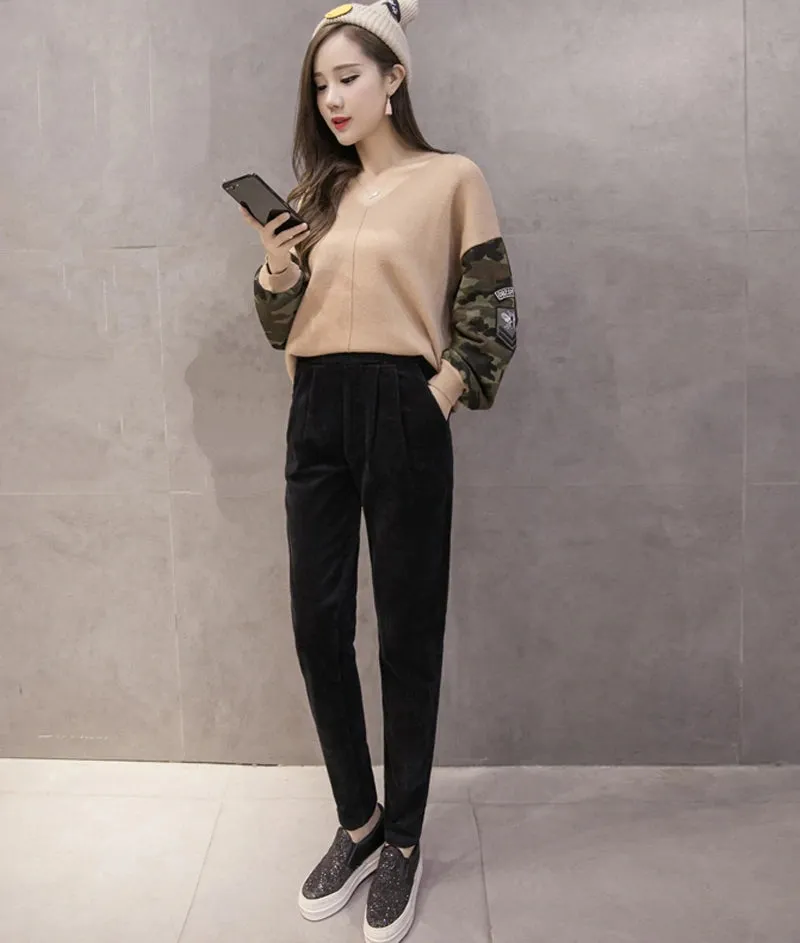 Women's Autumn/Winter Casual Warm High Elastic Waist Pants