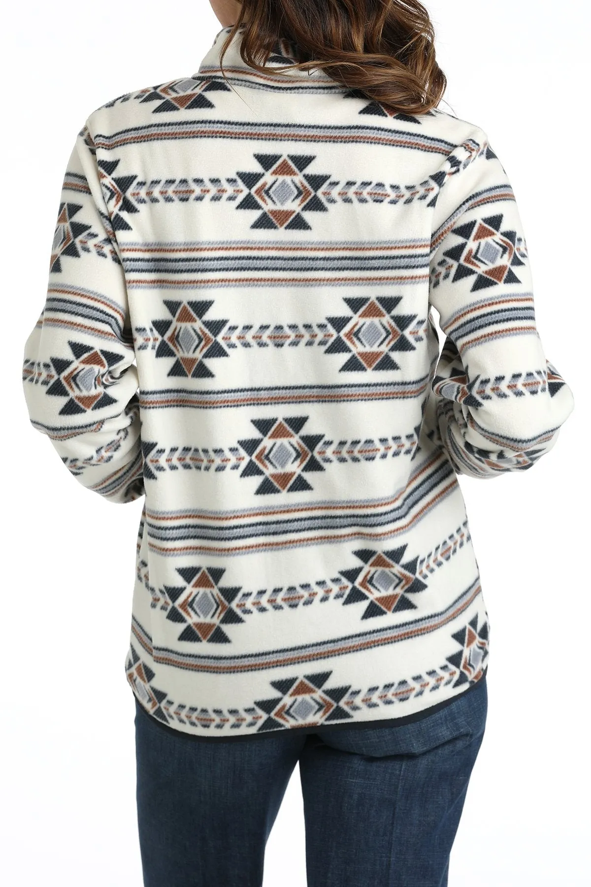 Women's Southwestern Print Fleece Pullover - Cream - (MAK9820019)
