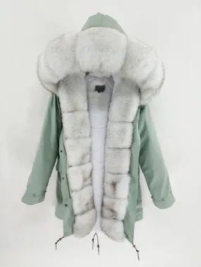 Women's Winter Casual Waterproof Long Slim Parka With Fox Fur