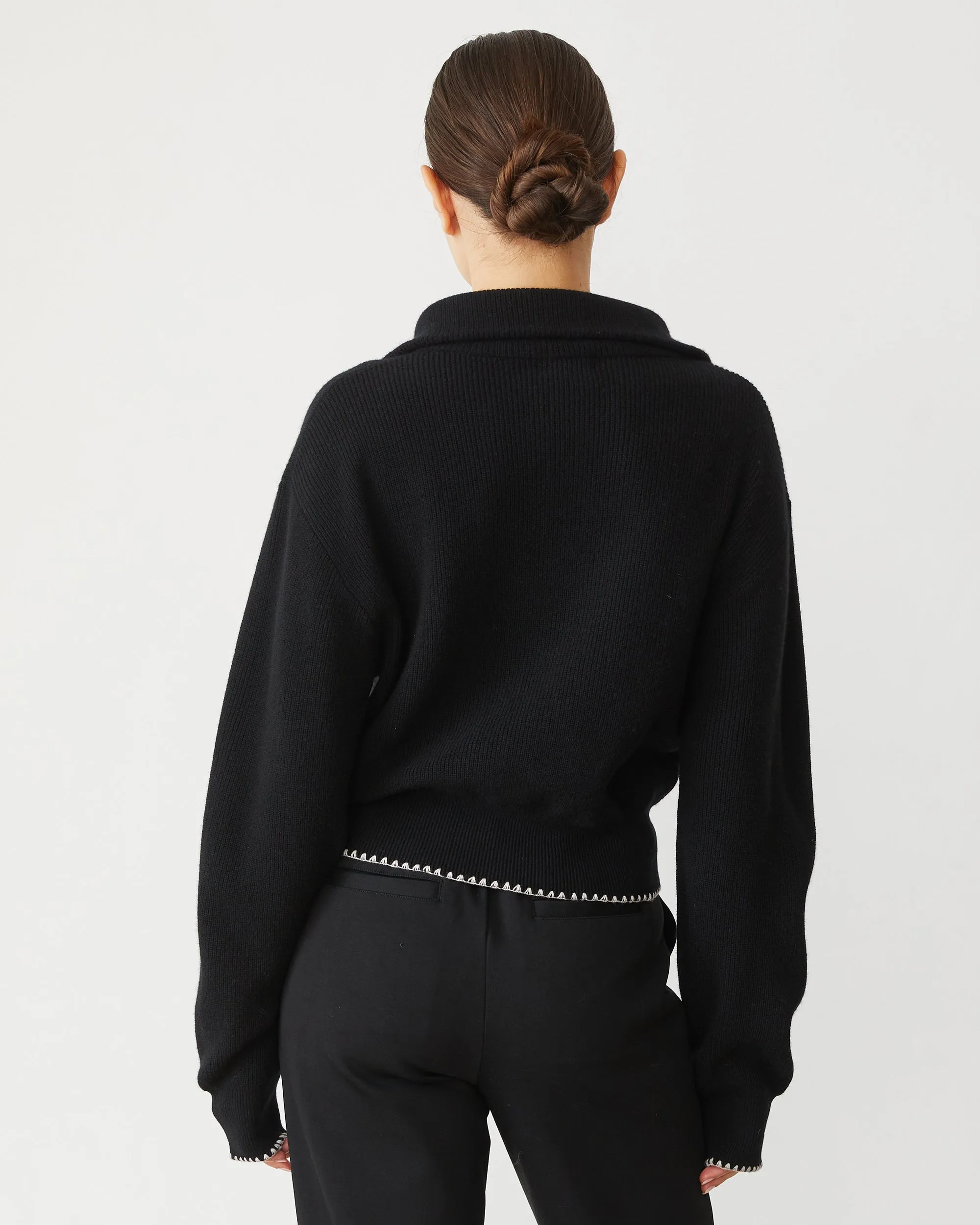 Wool Cashmere Half Zip Sweater