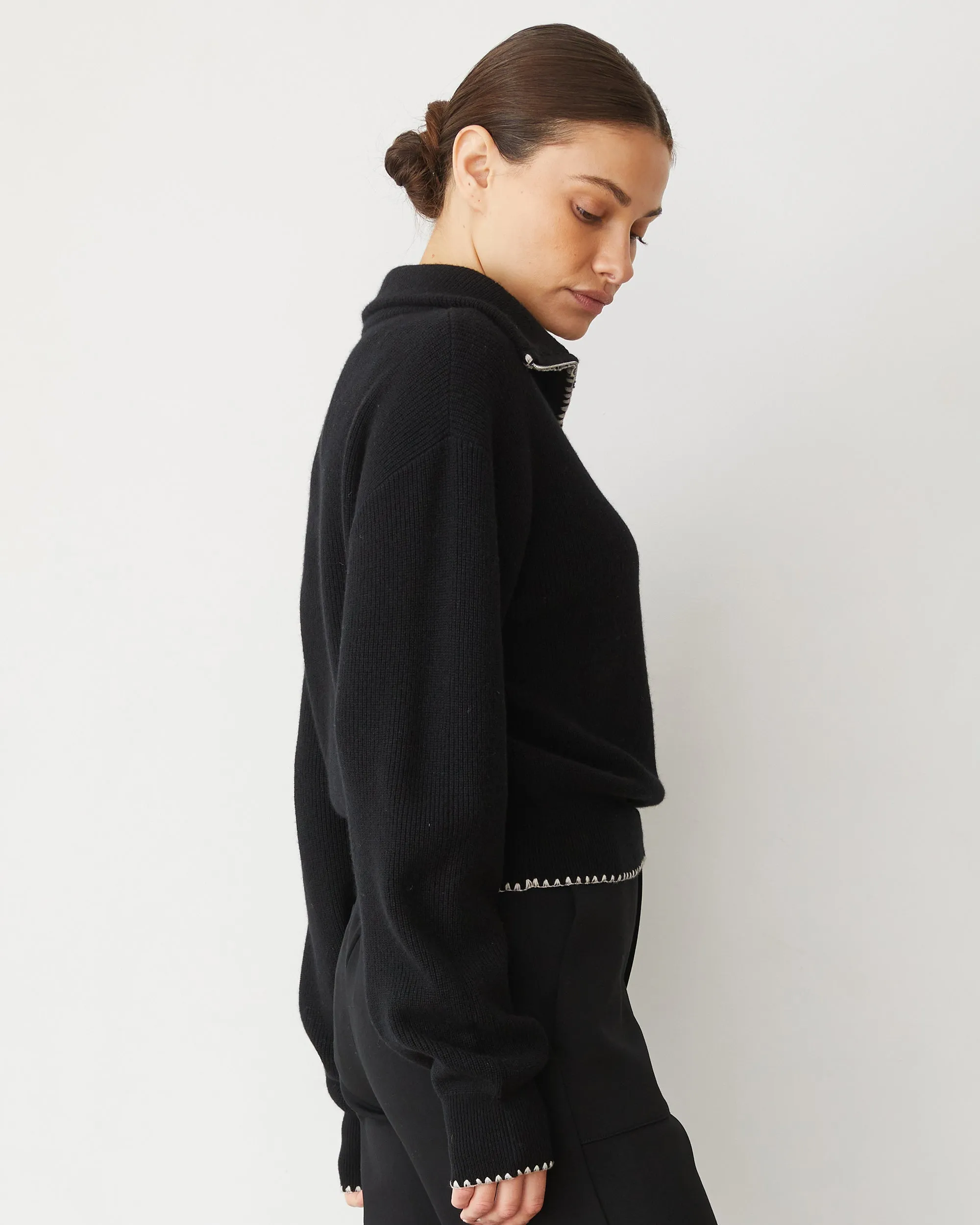 Wool Cashmere Half Zip Sweater